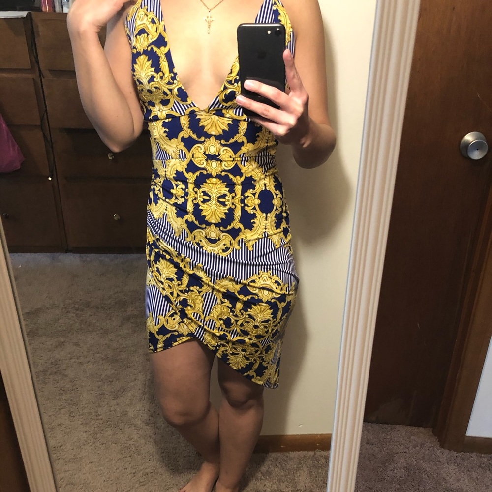 Privy brand blue and yellow designed dress